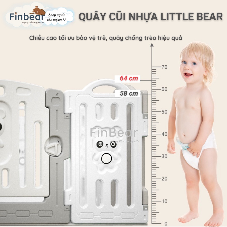 Quây Cũi Nhựa Little Bear Bộ 8+2 10+2 12+2 14+2 16+2, Cũi nhựa an toàn cho bé FINBEAR