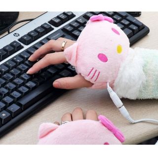 Găng tay gấu bông đáng yêu, sưởi ấm bằng cổng USB