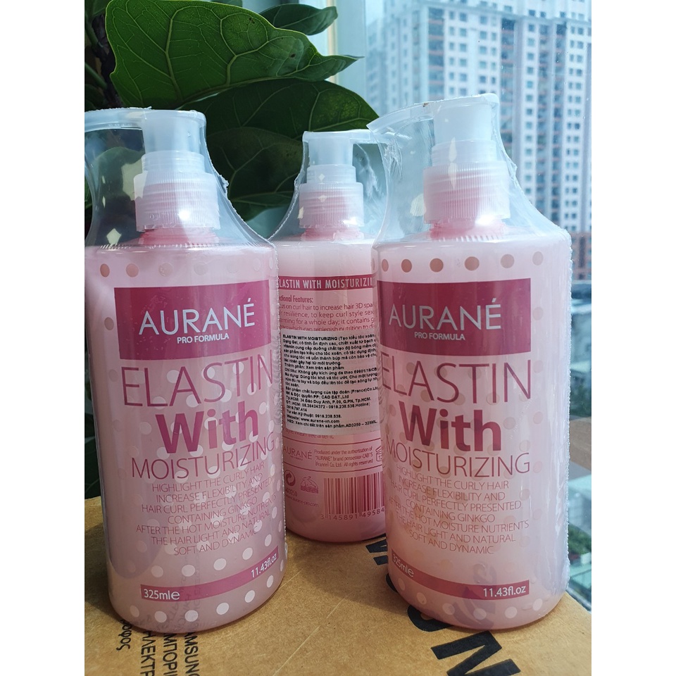 Gel giữ nếp tóc xoăn Aurane Elastin With Moisturizing - gel dưỡng tóc 325ml