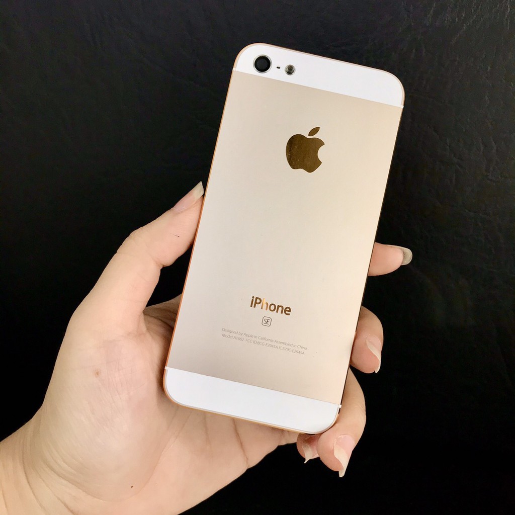 XẢ KHO GIÁ SỐC Vỏ iPhone 5 5S Gold viền vàng đậm, khắc free imei hoặc SE