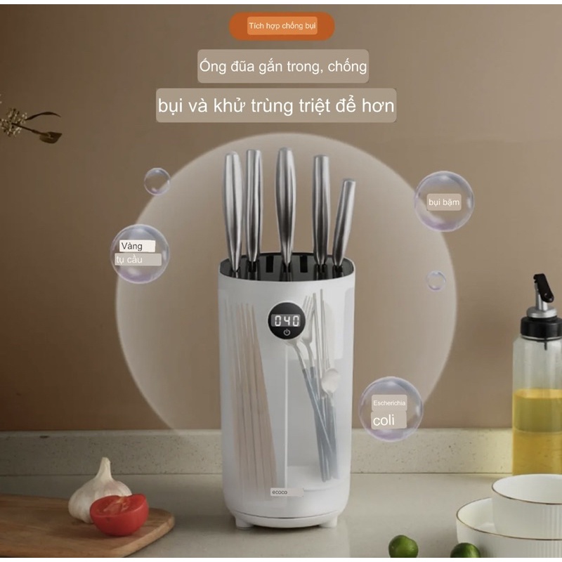MÁY SẤY KHỬ KHUẨN DAO, THÌA, ĐŨA BẰNG TIA UV CHÍNH HÃNG ECOCO CAO CẤP | MÁY KHỬ TRÙNG DỤNG CỤ ĂN UỐNG ĐA NĂNG MẪU MỚI