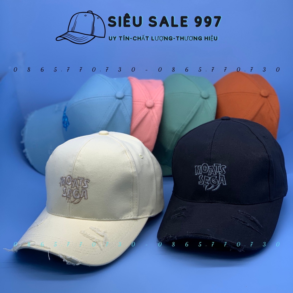 MŨ LƯỠI TRAI MOATS SEGA RÁCH NHẸ CÁ TÍNH THÊU NHIỀU MÀU THỜI TRANG NAM NỮ ĐẸP