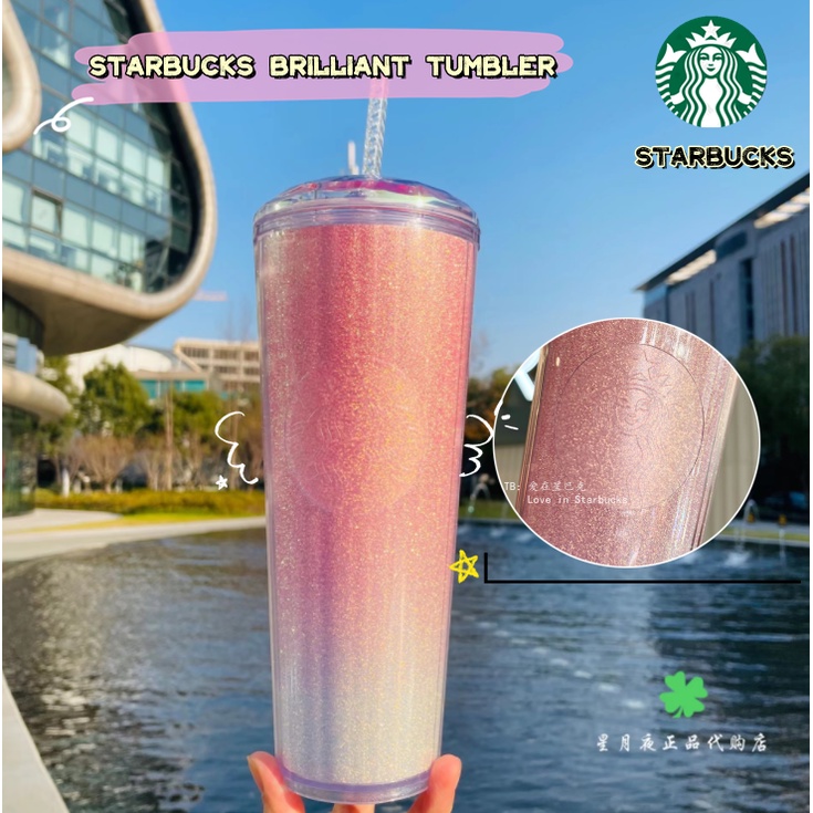 710Ml/24Oz Starbucks Rực Rỡ Straw Cup Sakura Nhiều Màu Sắc Cốc Cà Phê 2 Lớp Starbucks Tumbler