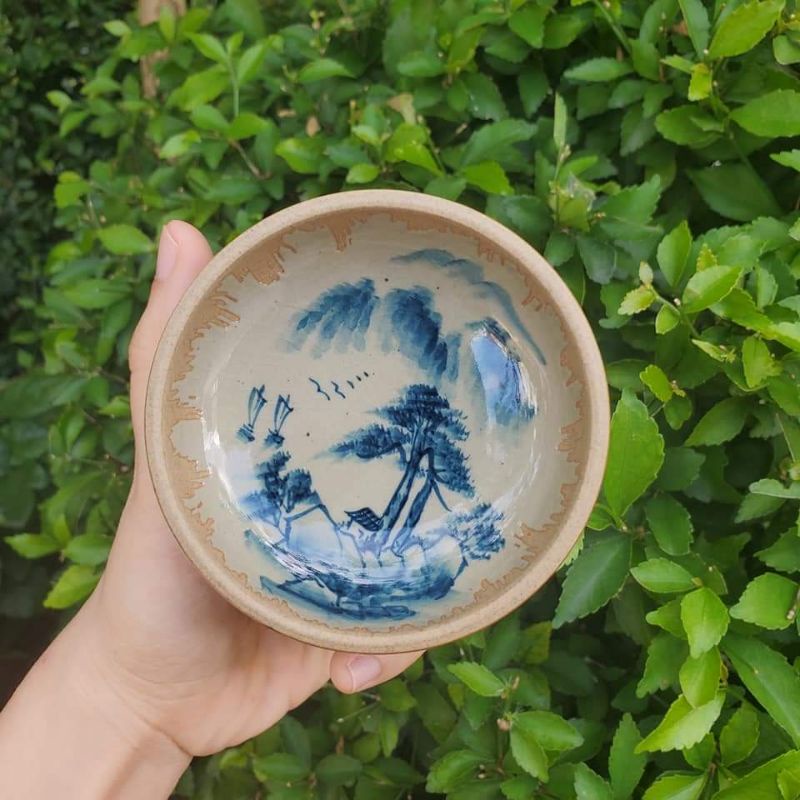 Chén chủ vẽ tay dòng chén tròn chân cao Triều Châu