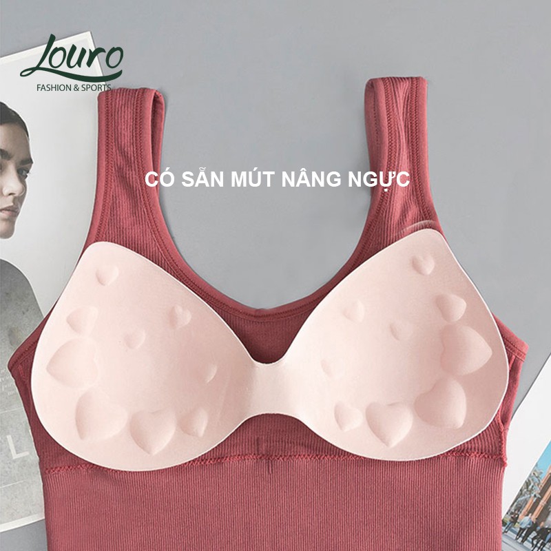 Áo bra croptop body Louro BL10, kiểu áo bra gym, yoga sexy thuộc bộ đồ tập có lót ngực, dáng crotop nâng ngực tôn dáng