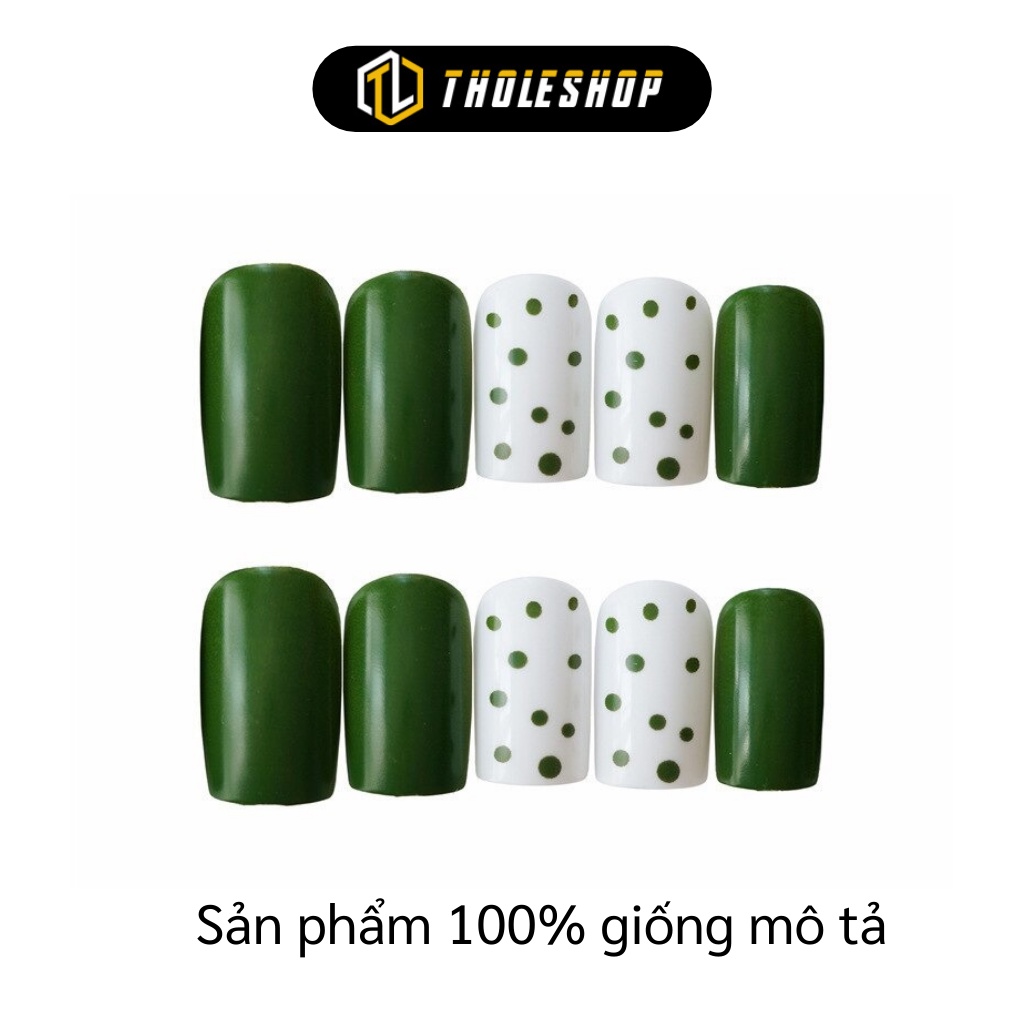 Móng Tay Giả - Bộ Nails 24 Móng Giả Màu Xanh Chấm Bi Đa Dạng, Thời Trang Nữ 8979