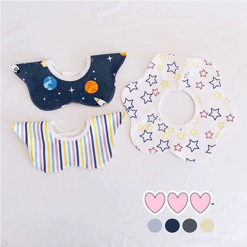 Set 3 yếm tròn xoay 360 độ 100% cotton siêu chống thấm (Mẫu Thu Đông)