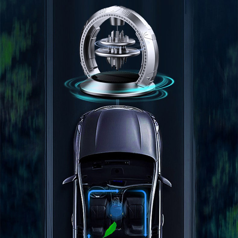 Đồ chơi trang trí để xe hơi Hành tinh bay Sky City Solar Rotating car ornament - Màu xám