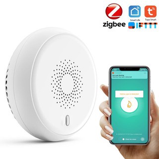 Cảm Biến Báo Cháy Báo Khói Zigbee Tuya Smart, Báo Cháy Hỏa Hoạn Ngay Lập Tức, Kết Nối Zigbee Cần Hub
