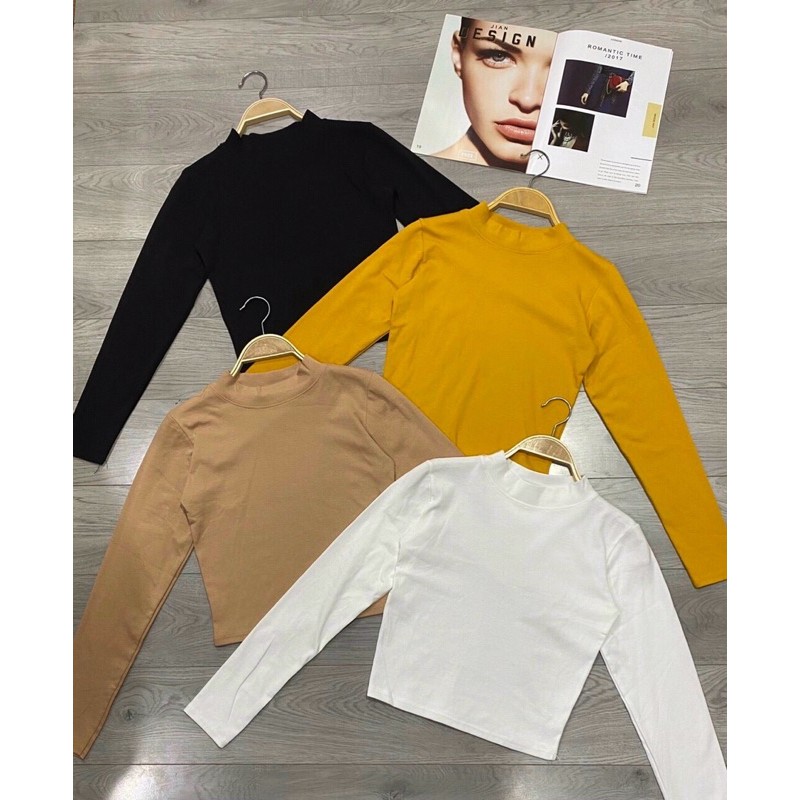 Áo croptop cổ 3 phân siêu tôn dáng