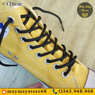 Dây Giày Tròn Màu Đen Dài 120cm (Cho Giày Có 7-8 Lỗ Xâu)