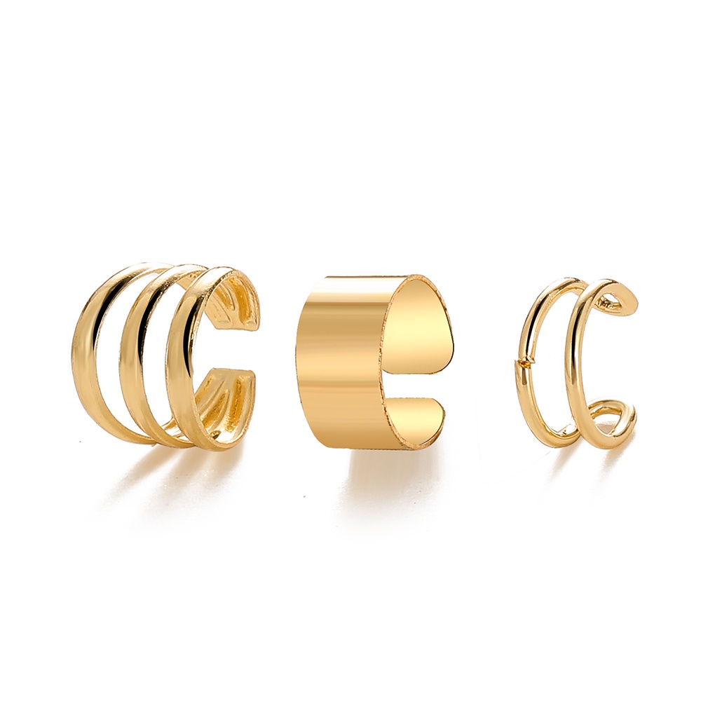 iF YOU Set 3 khuyên kẹp tai bằng kim loại phong cách Hàn Quốc thời trang cho nữ