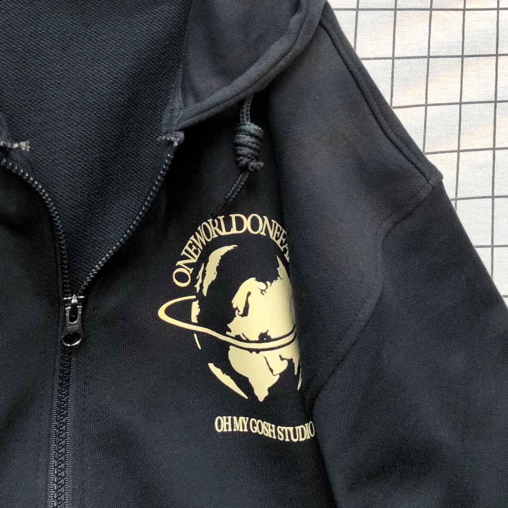 Áo Khoác Hoodie Form Rộng Phối Zip Unisex ONE Vải Chân Cua - Tuni Store