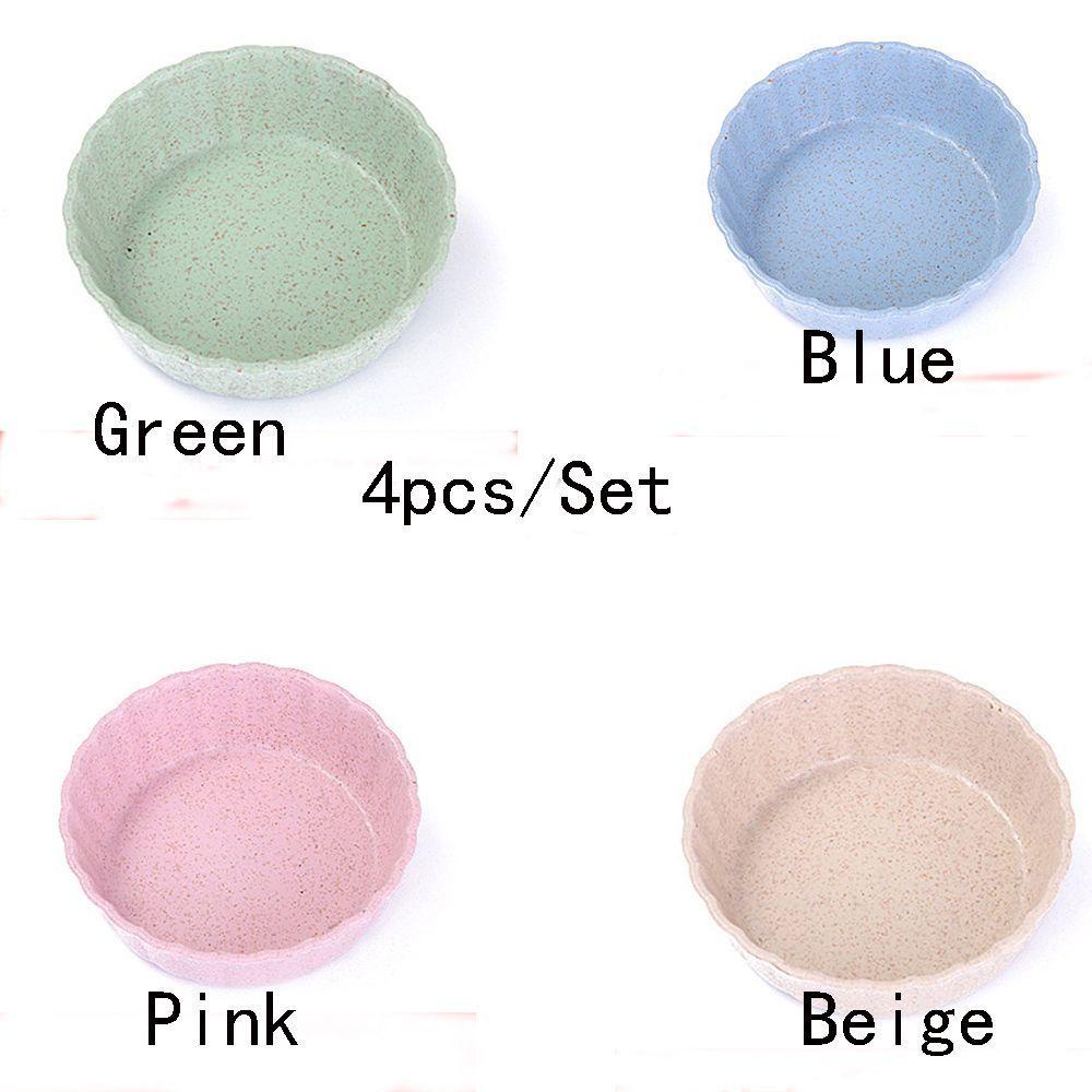 Set 4 Đĩa Đựng Nước Chấm Hình Tròn Bằng Chất Liệu Rơm Lúa Mì