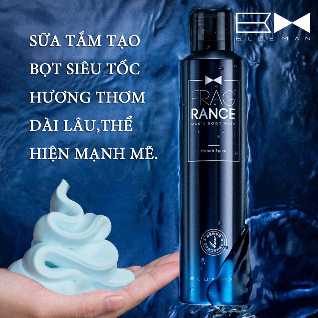 SỮA TẮM NAM SIÊU BỌT MOUSSE BLUEMAN DƯỠNG ẨM DA HƯƠNG THƠM DÀI LÂU 300ml | BigBuy360 - bigbuy360.vn