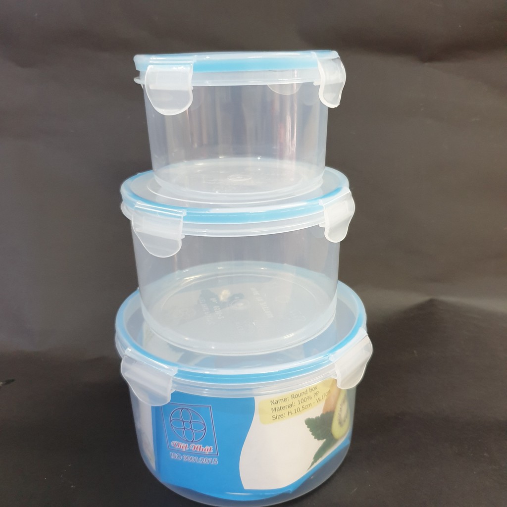Hộp Tròn Đựng Thực Phẩm,Thức Ăn - Chuẩn Việt Nhật, Hộp Nhựa Để Tủ Lạnh Có Nắp Bấm Chắc Chắn Chất Liêu Nhựa PP An Toàn