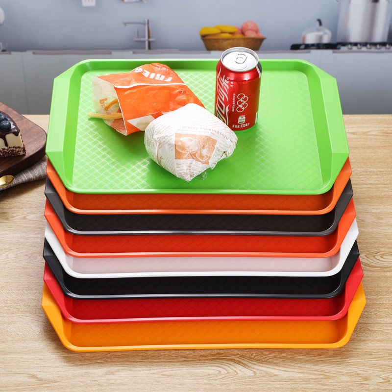 Khay Nhựa Hình Chữ Nhật Phục Vụ Đồ Ăn Uống/Trà Sữa/Bánh Burger Cho Nhà Hàng/Nhà Hàng