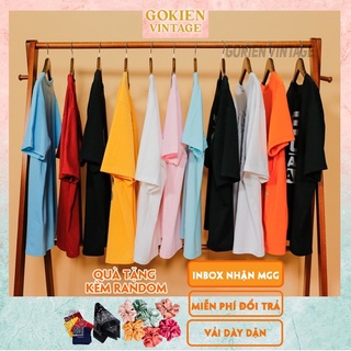 [GoKien] Áo thun trơn Tay Lỡ Oversize Cotton 4 Chiều Phong Cách Hàn Quốc
