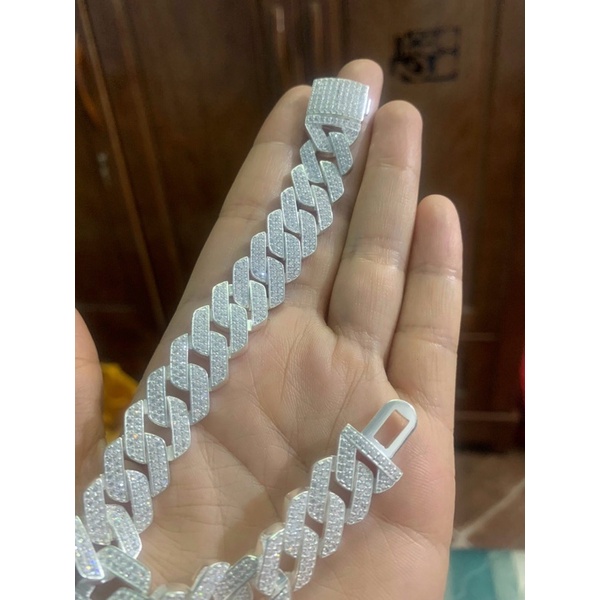Lắc tay nam nữ mắt đơn nạm đá nhỏ cz bạc ta chuẩn