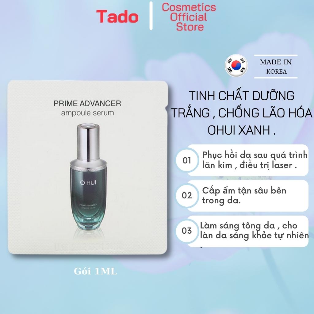 Gói Serum Tinh Chất Dưỡng Trắng , Tinh Chất Chống Lão Hoá Ohui Xanh Prime Advance 1Ml Căng Bóng Da, Se Lỗ Chân Lông