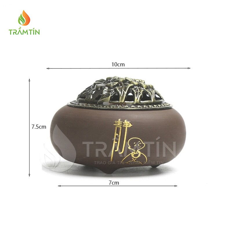 Lư xông trầm chất liệu gốm nâu