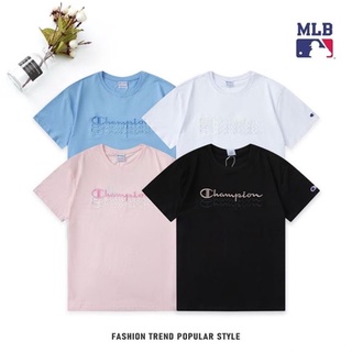 Áo Thun Thể Thao Cotton Tay Ngắn Cổ Tròn Thêu Chữ Champion Thời Trang Mùa Hè Cho Cặp Đôi