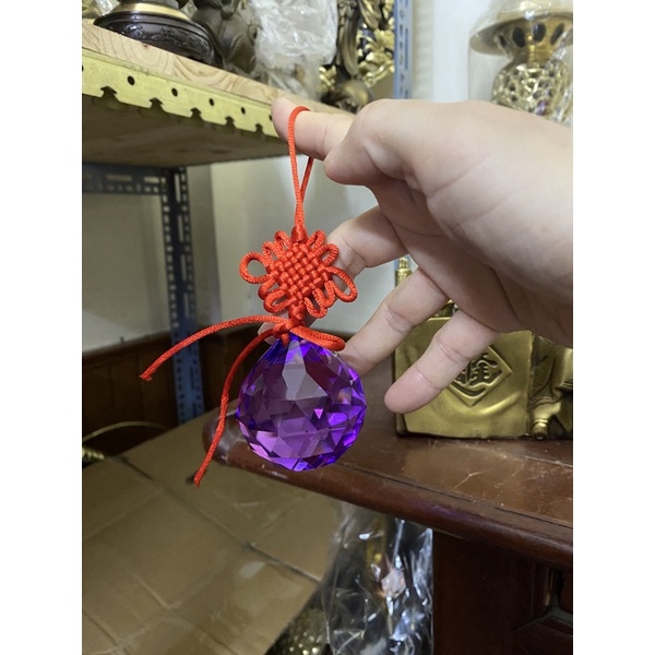Cầu Treo quả cầu Thuỷ Tinh thạch anh Phong Thuỷ Vát Cạnh cầu thuỷ tinh