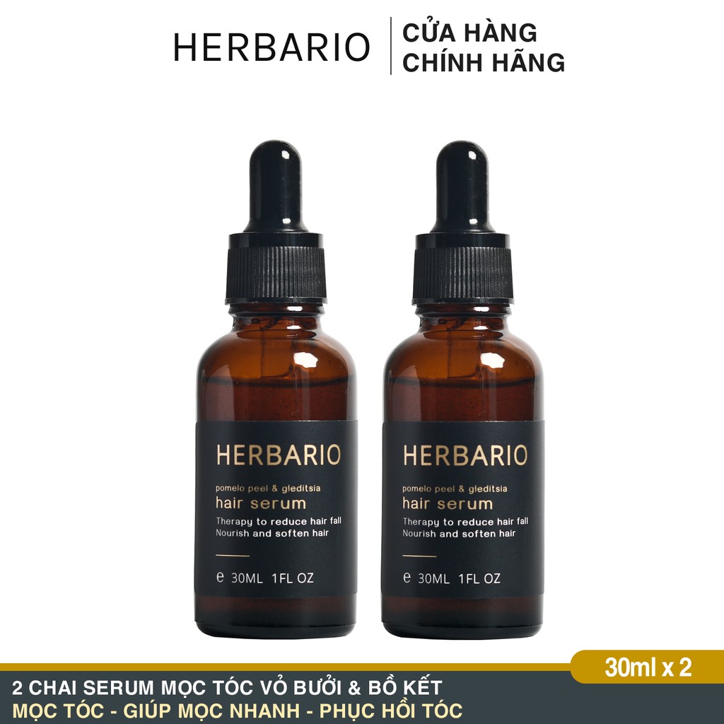 Combo 2 chai serum vỏ bưởi và bồ kết herbario 30ml giảm rụng tóc, giúp mọc tóc chắc khoẻ