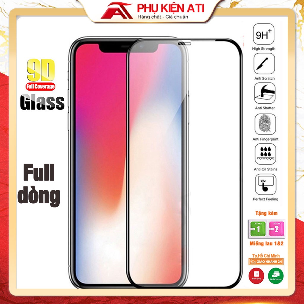 Kính cường lực iPhone Full màn hình 9D - giá rẻ cảm ứng mượt mà - Dễ dán - Full dòng đến iPhone 13 Promax