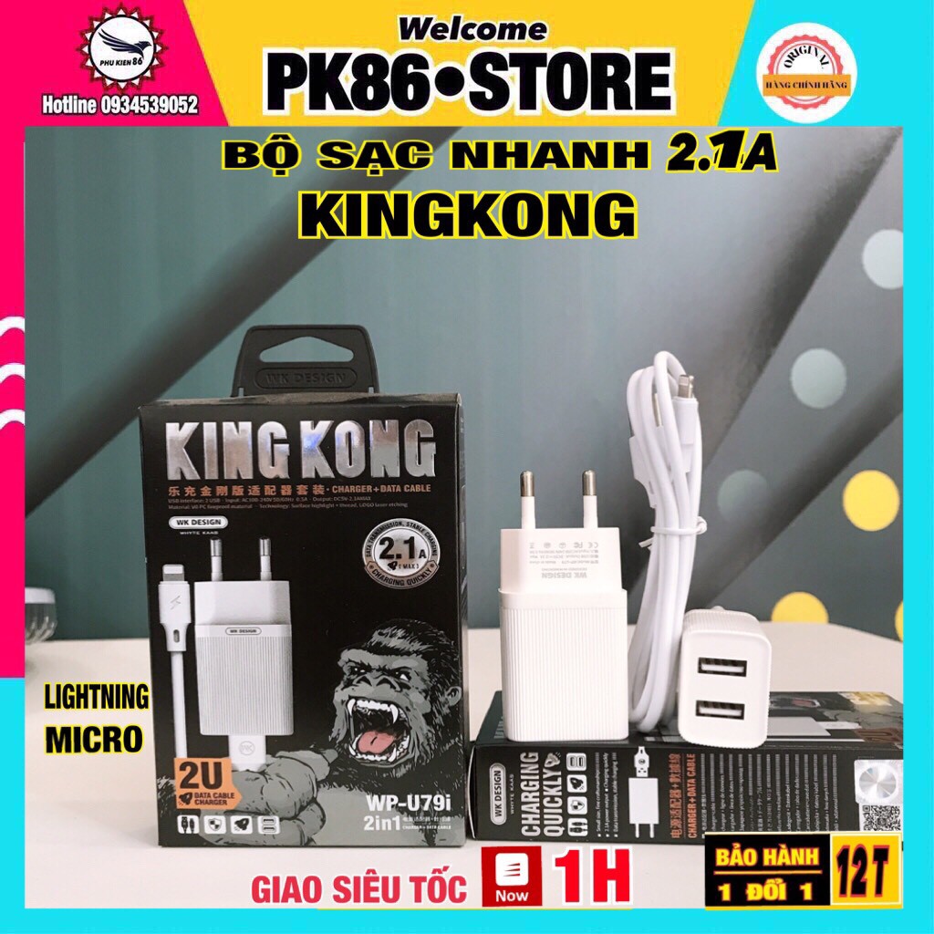 Bộ sạc iphone, dây củ sạc nhanh Kingkong WK U79 cho samsung iphone12/12pro/12mini/12promax