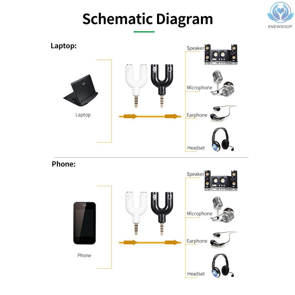 【enew】3.5mm Audio Adapter U-type Audio Converter Earphone Connector Headset Microphone Adapter for Mobile Phone PC Laptop White | BigBuy360 - bigbuy360.vn