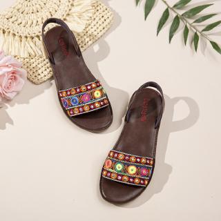 Giày Sandal Nữ Đan Len Đính Đá Pha Lê