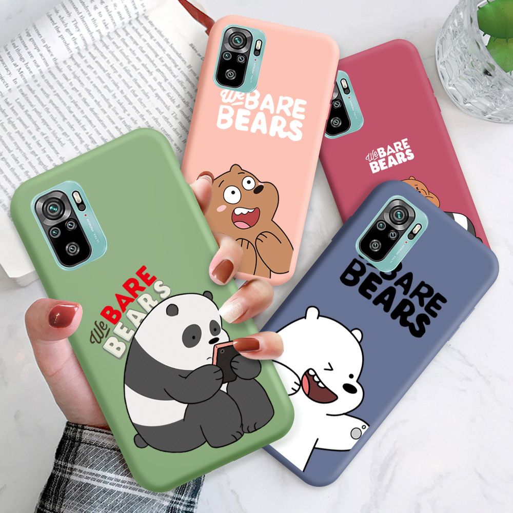 Ốp lưng điện thoại Xiaomi Redmi Note 10 4G Note 10s Note 9T Cartoon Case We Bare Bears Panda Ice Bear Phone Casing For Girls Boys Liquid Silicone Full Cover Softcase