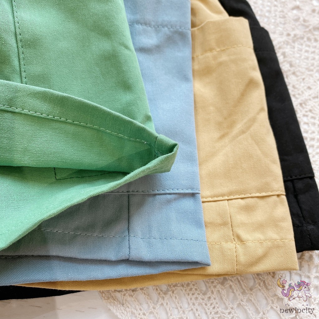 Quần Đùi Màu Trơn Có Túi Phong Cách Hàn Quốc Thời Trang Mùa Hè Cho Bé Gái