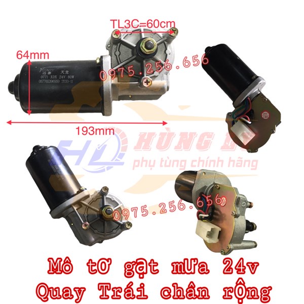 Mô tơ gạt mưa 24v Quay Trái chân rộng phụ tùng ô tô phụ tùng Hùng Lỳ