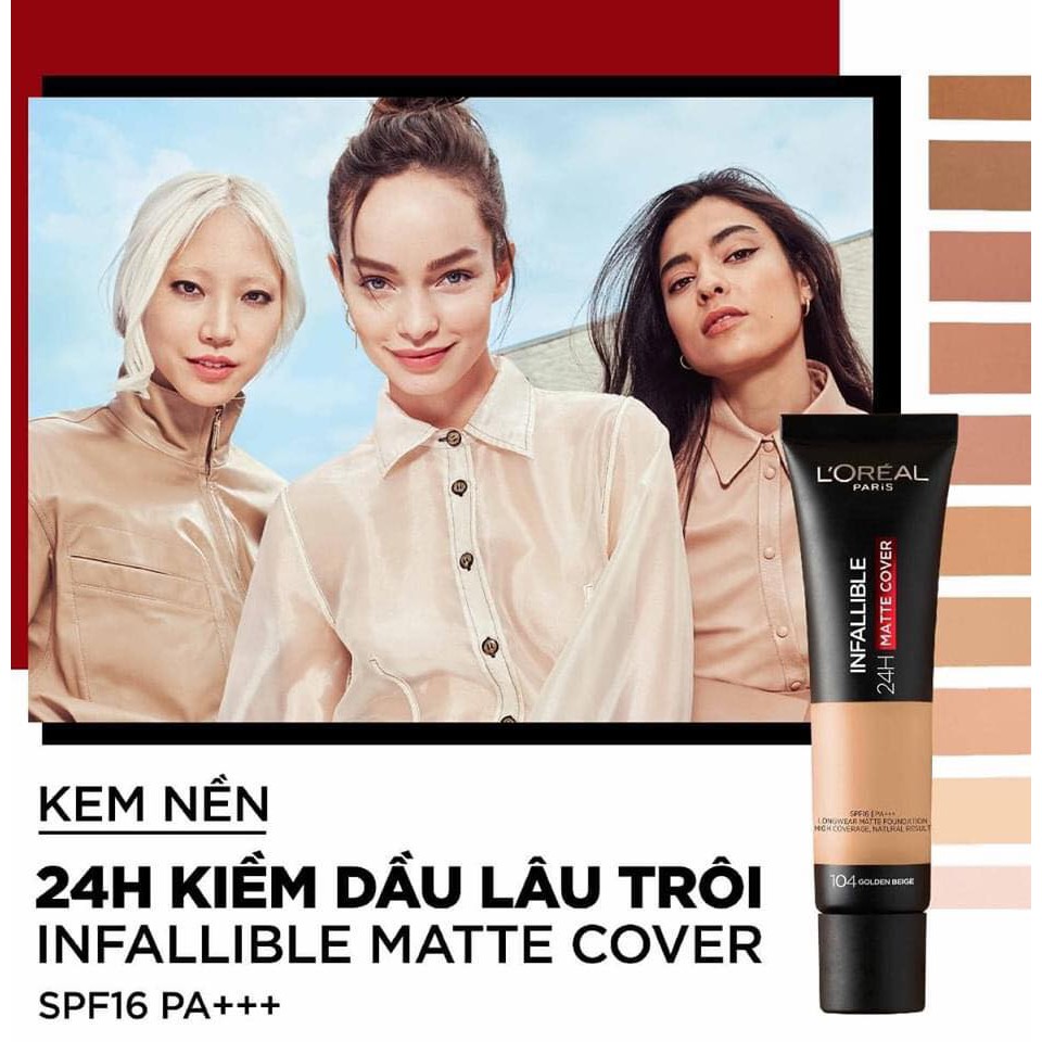 KEM NỀN LÂU TRÔI LOREAL PARIS INFALLIBLE 24H MATTE COVER SPF16 30ML CHÍNH HÃNG - 7556