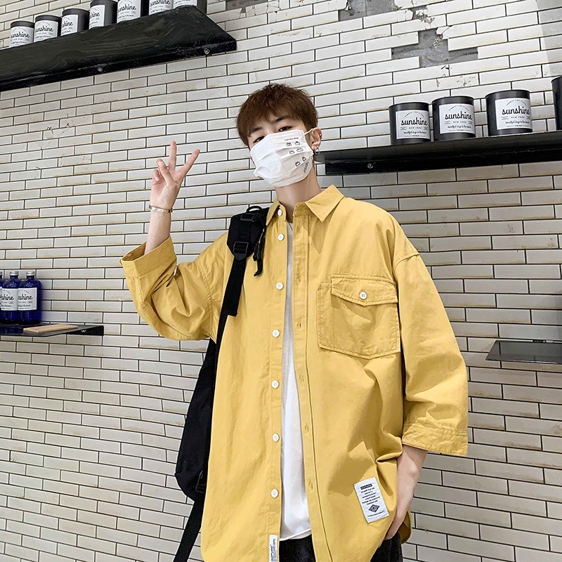 Summer Fashion Men's Summer Fashion Short Sleeve Shirt With Plain Color