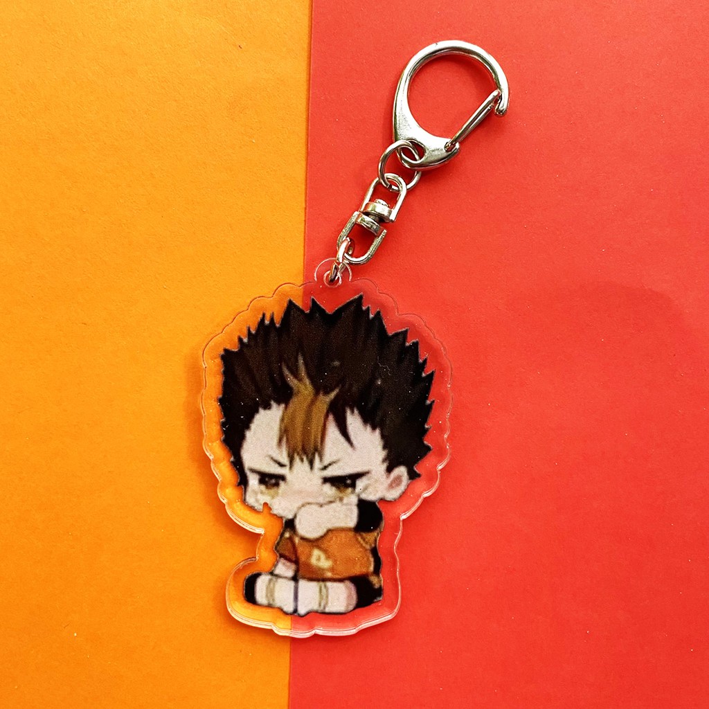 ( Mica trong acrylic) Móc khóa Haikyuu!! Vua bóng chuyền ver cry bóng in hình anime chibi