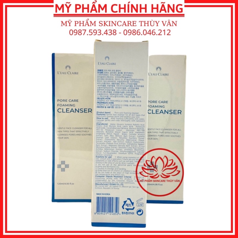 Sữa Rửa Mặt Sạch Sâu Lỗ Chân Lông Hàn Quốc Chính Hãng LEAU CLAIRE 120ml