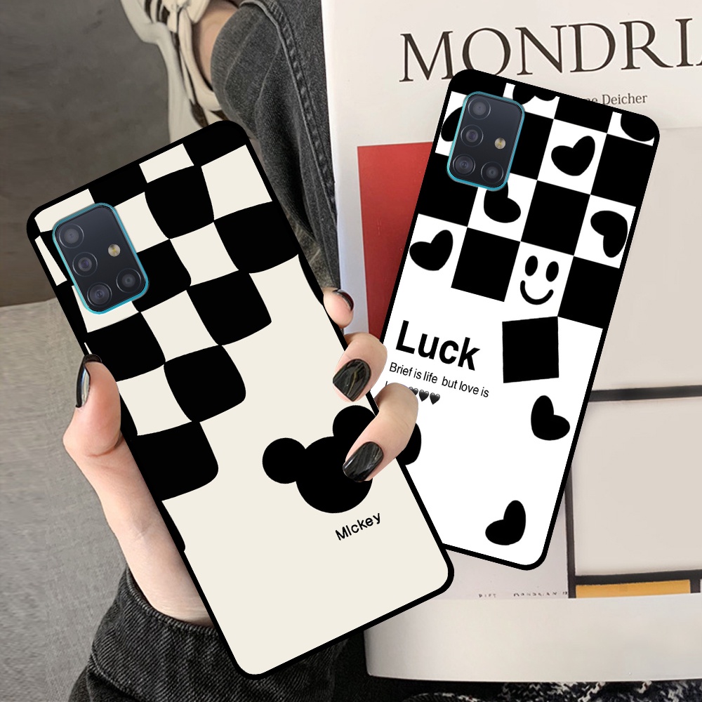 Ốp lưng Samsung A31 / A51 / A71 / M51 in hình sọc caro, họa tiết đen trắng dễ thương