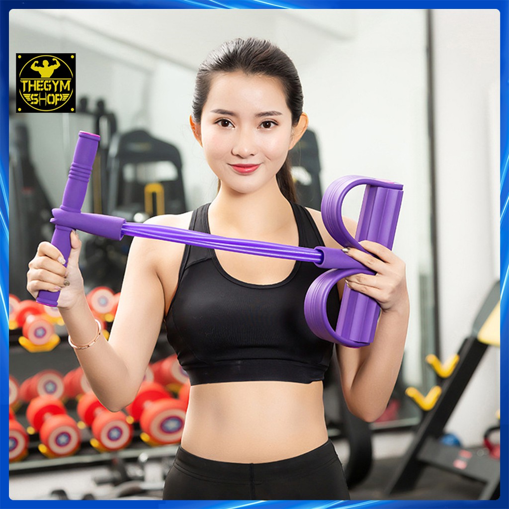 Dây kéo dàn hồi 4 dây cao su tập thể dục, tập gym tại nhà tập toàn thân nâng cao sức khỏe