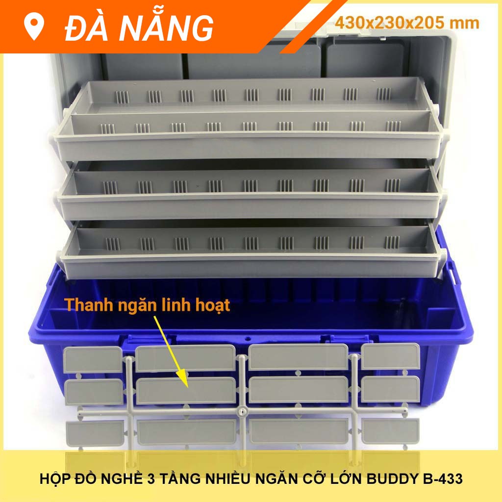 Hộp đồ nghề 3 tầng nhiều ngăn cỡ lớn Buddy B-433