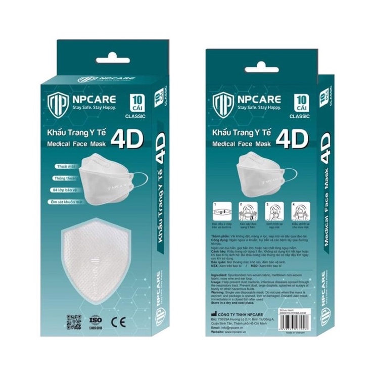 Khẩu Trang Y Tế 4D NPCARE ( Hộp 10 Cái )