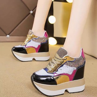 [ Sẵn line bạc 36,38] Giày thể thao đế độn nữ 12cm