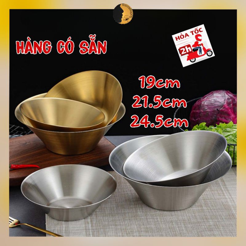 Bát Inox Đựng Salad TAMUSHOP92 Tô Mỳ Lạnh Hàn Quốc Tô Trộn Bột Mạ Màu Vàng Bạc BI007