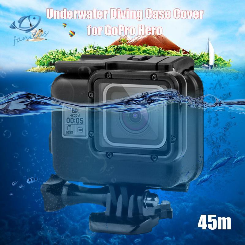 Vỏ bọc bảo vệ camera chống thấm nước hỗ trợ khi lặn sâu 45m màu đen dành cho Gopro Hero 7 6 5
