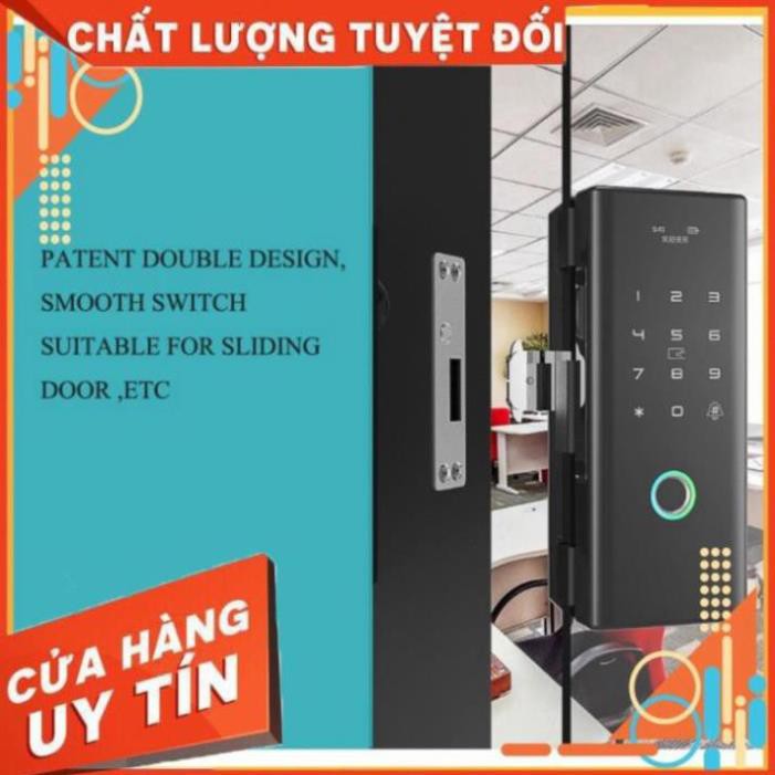 Freeship Khóa vân tay thông minh Tuya, cửa kính cường lực, mật mã, thẻ từ