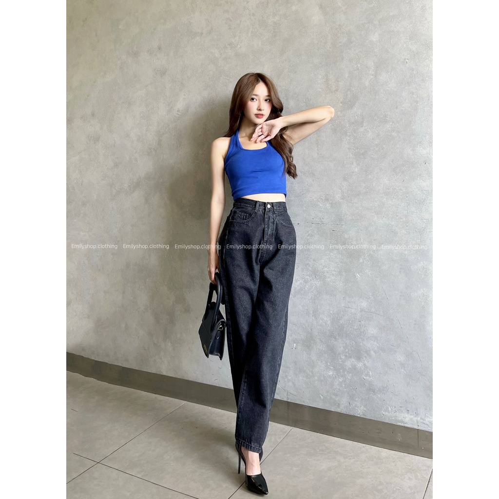 Quần jean nữ ống rộng suông lưng cạp cao chất đẹp Emilyshop ulzzang