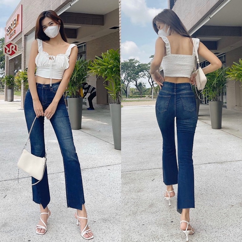 Quần Jeans Loe Lai Cắt Kiểu Xéo Hot Trend 2022 Xuất Xịn - Quần Bò Ống Loe