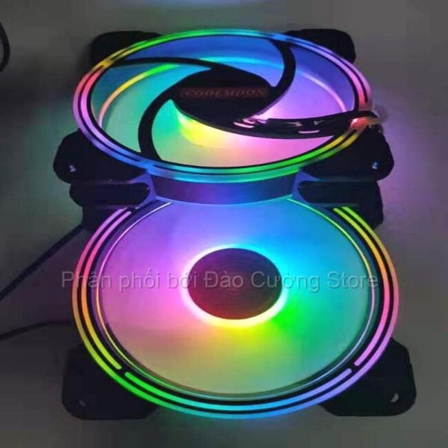 Quạt Fan Case Led 2 Vòng Rings Colours full 12cm Nhiều Màu Hiệu Ứng Đẹp Chuẩn Game Thủ - Không Cần Hub V55